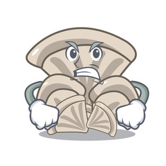 Wall Mural - Angry oyster mushroom mascot cartoon