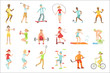 People Enjoying Physical Activities Illustrations