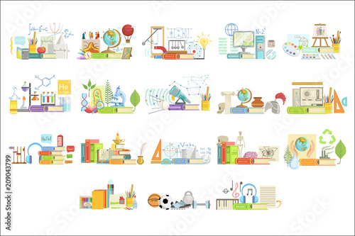 Different Sciences Related Objects Composition Stock Vector Adobe Stock