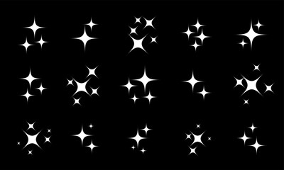 Wall Mural - star sparkles white twinkling vector set