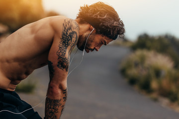 Athlete taking rest after a run