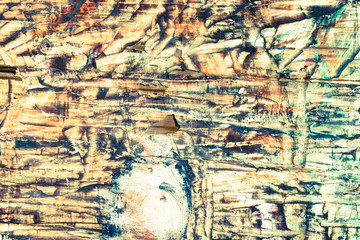 Wall Mural - Old weathered, faded and distressed grunge wooden background texture, cross process effect