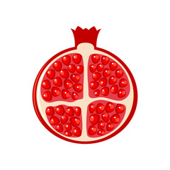 Cutting pomegranate.  Half pomegranate. Vector illustration isol