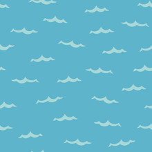Vector Seamless Background Pattern With Funny Ocean Waves For Fabric, Textile