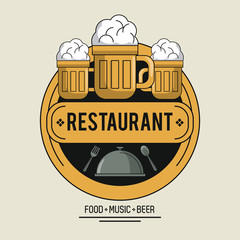 Poster - Restaurant food music and beer vector illustration graphic