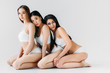 © LIGHTFIELD STUDIOS - attractive multicultural girls in white panties and bra, isolated on grey