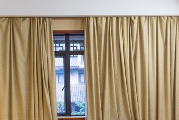  Modern decorative curtains, window curtain for bedroom, window blind or blinds curtain, interior design concept.