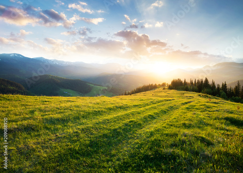 Plissee mit Motiv - Sunset in the mountain valley. Beautiful natural landscape in the summer time (von Biletskiy Evgeniy)
