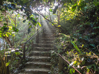 Staircase at sunrise