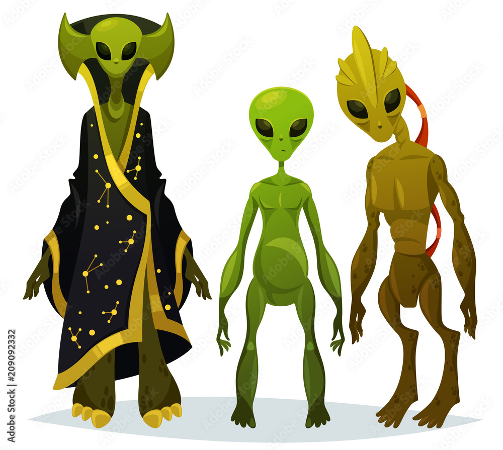 Funny cartoon aliens or extraterrestrial invaders Stock Vector | Adobe ...