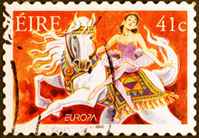 Circus Horsewoman On Irish Postage Stamp