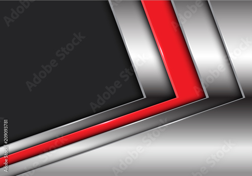 Abstract Red Silver Arrow With Dark Gray Blank Space Design Modern