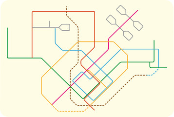 colored subway vector map of Singapore, asia