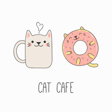 Coffee Donut Cute Cat Art Free Stock Photo - Public Domain Pictures