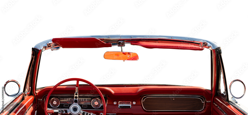 classic convertible interior - obrazy, fototapety, plakaty 