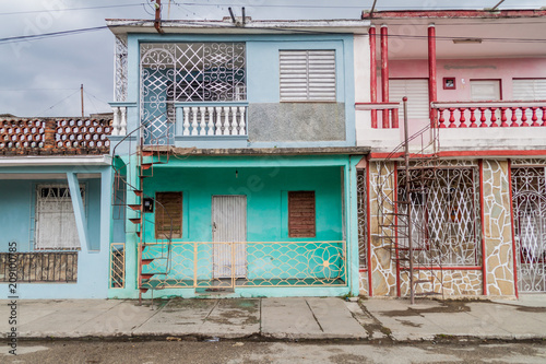 Colorful houses in Sancti Spiritus, Cuba Canvas Print