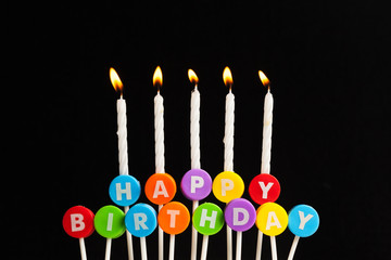 Colorful happy birthday candles