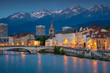 Grenoble. Cityscape image of Grenoble, France during twilight blue hour.