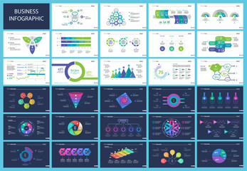 Poster - Set of management or statistics concept infographic charts. Business diagrams for presentation slide templates. For corporate report, advertising, banner and brochure design.