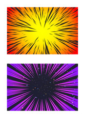 Wall Mural - Set of Sun Rays or Explosion Boom for Comic Books Radial Background Vector
