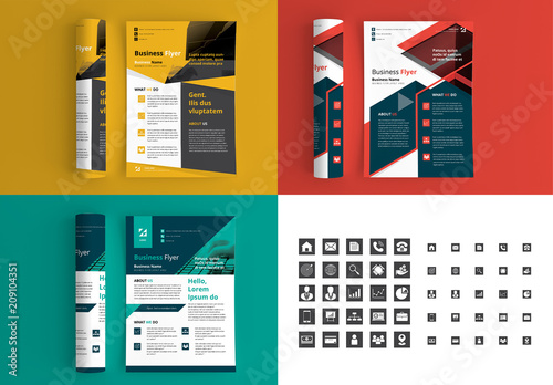 3 Corporate Flyer Layouts With Bright Accents Buy This Stock Template And Explore Similar Templates At Adobe Stock Adobe Stock