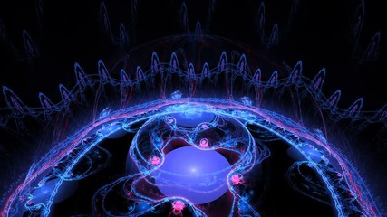 Poster - abstract colorful fractal background in blue and red color