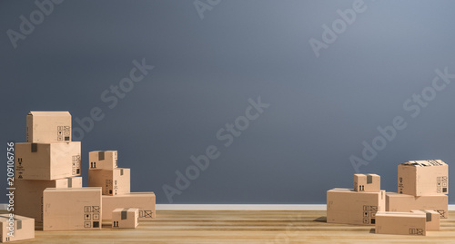Fotomural 3D-Illustration Umzugskartone