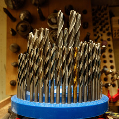 A set of drill bits for metal, close-up