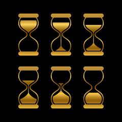 Poster - Golden sands of time, hourglass vector isolated symbols