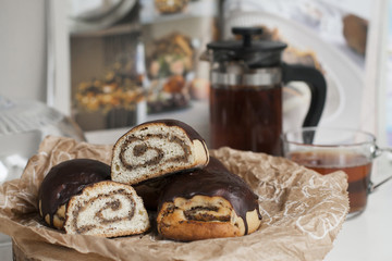 Canvas Print - Homemade roll buns with dates  filling