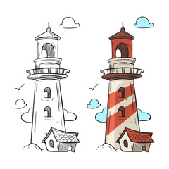Wall Mural - Hand drawn lighthouse vector