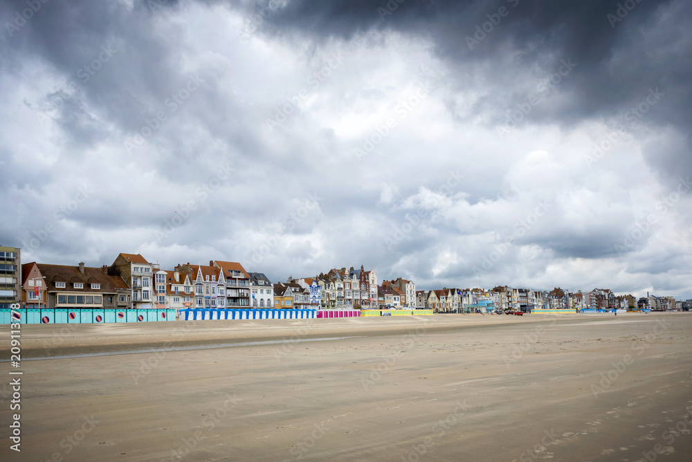 Dunkerque - Malo Les Bains, beach resort of Dunkirk. Nord Pas de Calais, France. - obrazy, fototapety, plakaty 