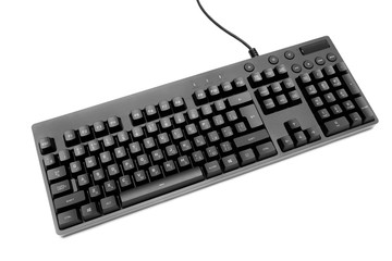 Black mechanical keyboard. Isolate on white