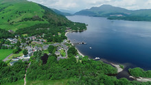 Aerial Image Over The Picturesque Village Of Luss On The Banks Of Loch Lomond.