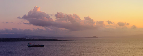 Krete, Greece, sunset - coastline panorama