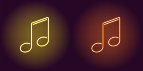 Sticker - Neon icon of Yellow and Orange Musical Note