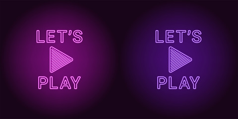 Wall Mural - Neon icon of Purple and Violet Lets Play