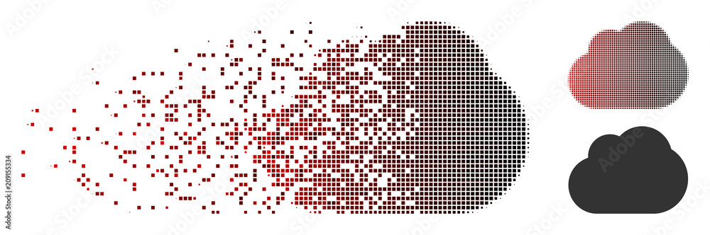 Vector cloud icon in sparkle, dotted halftone and undamaged solid ...
