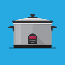 Electronic slow cooker vector flat design.