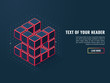 Abstract icon of digital cubes, concept of compilation of a software product, isometric vector