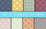 Fototapeta Na ścianę - Geometric seamless patterns. Collection of colored backgrounds