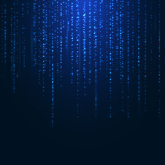 Wall Mural - abstract bright blue magic sparkling glitter particles lines on dark background.