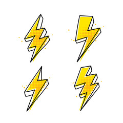 Four Lightning bolt hand drawn icons