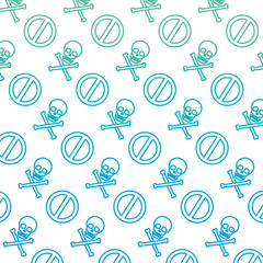 Sticker - degraded line darger skull symbol and forbidden sign background