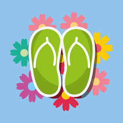 Poster - green flip flops floral spa wellness vector illustration