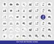© treter - Set of Elegant Universal Black Minimalistic Solid Network Icons on Circular Colored Buttons on Grey Background