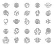 Outline world globes icons set