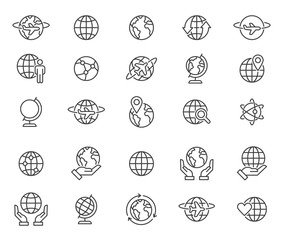 Wall Mural - outline world globes icons set