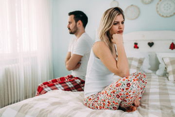 Picture of young couple having relationship problems