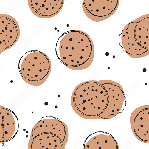 Fotomural Simple cute cookie flat seamless pattern